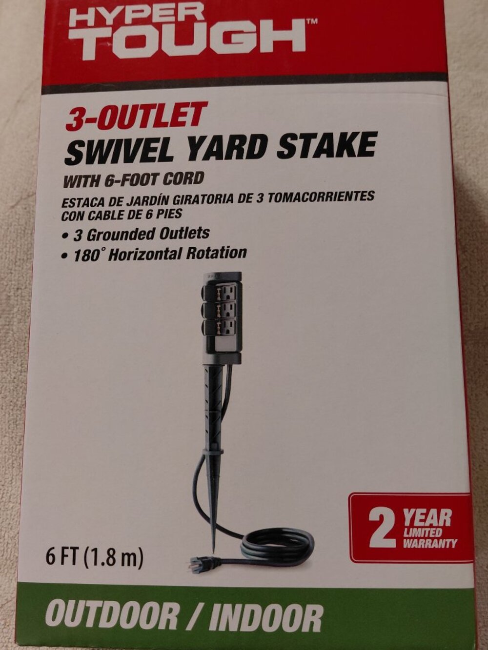 Hyper Tough 3-Outlet Outdoor Stake Timer with 3-Pronged Outlet Swivel